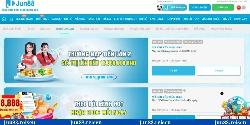 Chương trình khuyến mãi Jun88 nạp lần 2 cực hấp dẫn